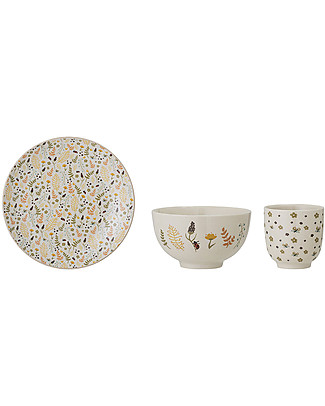 Bloomingville Harvest Tableware Plate Cup and Bowl - Nature - Stoneware - 3 Pieces Cups & Beakers