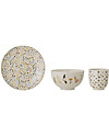 Bloomingville Harvest Tableware Plate Cup and Bowl - Nature - Stoneware - 3 Pieces Cups