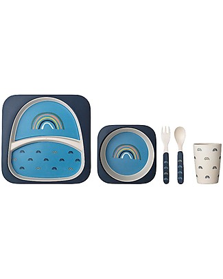 Bloomingville Henry Serving Set, Blue Rainbow - Bamboo Meal Sets