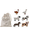 Bloomingville Karlo Farm Animals Set - Gray - MDF Wood - 6 Pieces Wooden Animals