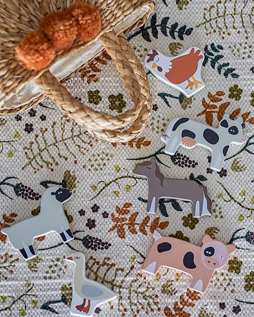 Bloomingville Karlo Farm Animals Set - Gray - MDF Wood - 6 Pieces Wooden Animals