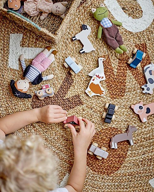 Bloomingville Karlo Farm Animals Set - Gray - MDF Wood - 6 Pieces Wooden Animals