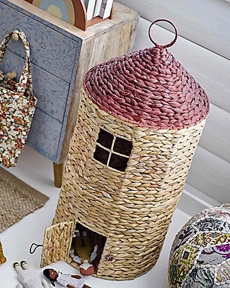 Bloomingville Linas Basket with Lid - House - Water Hyacinth - 70cm High! Storage organisers