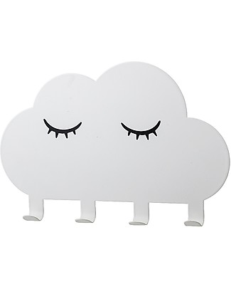 Bloomingville Metal Coat Rack with 4 Hooks, White Cloud Hangers & Hooks