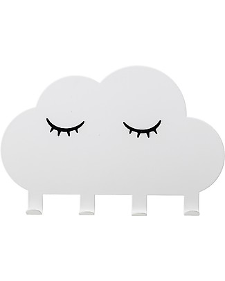 Bloomingville Metal Coat Rack with 4 Hooks, White Cloud Hangers & Hooks