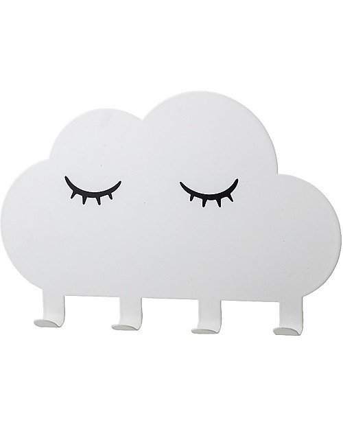 Bloomingville Metal Coat Rack with 4 Hooks, White Cloud Hangers