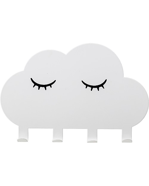 Bloomingville Metal Coat Rack with 4 Hooks, White Cloud Hangers
