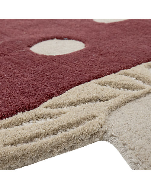 Bloomingville Mushroom Rug - Red -  100% Wool - 90x85 cm Carpets