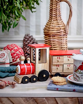 Bloomingville Paulownia Wooden Advent Calendar - Train - Multicolor Wooden Toy Cars, Trains & Trucks