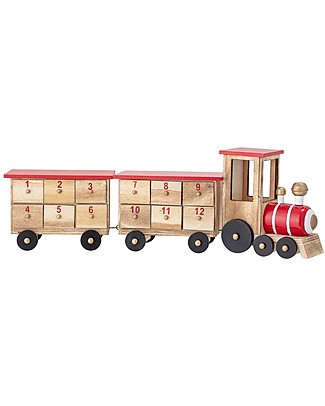 Bloomingville Paulownia Wooden Advent Calendar - Train - Multicolor Wooden Toy Cars, Trains & Trucks
