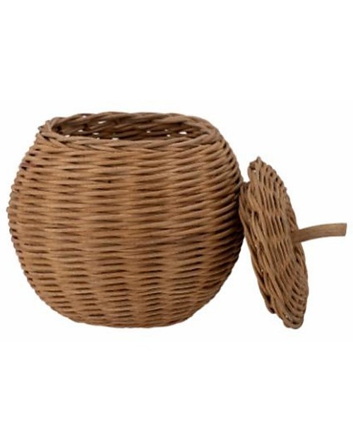 Bloomingville Rosette Basket with Lid - Brown - Rattan Fiber Wicker Basket