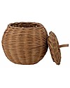 Bloomingville Rosette Basket with Lid - Brown - Rattan Fiber Wicker Basket