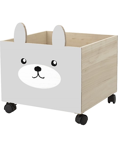 Bloomingville Storage Box with Wheels, Rabbit - Paulownia Wood Toy Storage Boxes