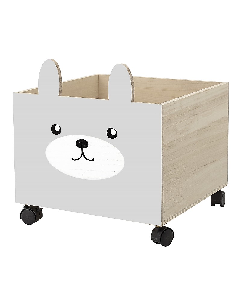 Bloomingville Storage Box With Wheels, Wooden Toy Storage Box On Wheels