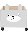 Bloomingville Storage Box with Wheels, Rabbit - Paulownia Wood Toy Storage Boxes