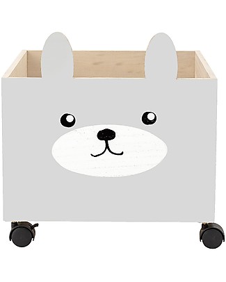 Bloomingville Storage Box with Wheels, Rabbit - Paulownia Wood Toy Storage Boxes