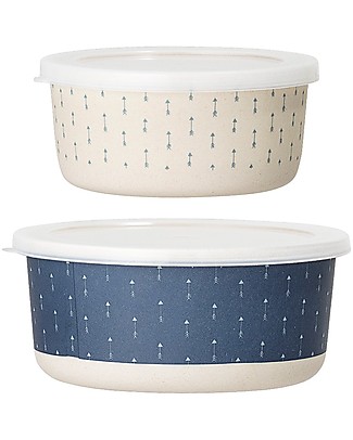 Bloomingville StorageBox Set of Two, Blue - Bamboo Snack and Formula Containers