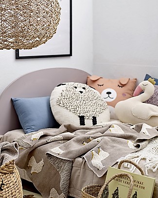 Bloomingville Swan Cotton Knitted Toy, White - 28 cm Cushions