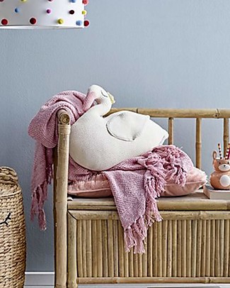Bloomingville Swan Cotton Knitted Toy, White - 28 cm Cushions