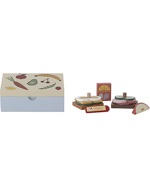 Bloomingville Toy Lunch Box - 12 Pieces - 100% FSC Wooden Food