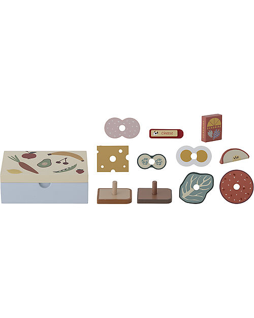 Bloomingville Toy Lunch Box - 12 Pieces - 100% FSC Wooden Food