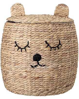 Bloomingville Toy's Basket with Lid, Bear - Water Hyacinth Toy Storage Boxes