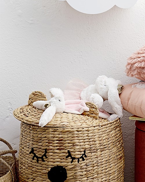 Bloomingville Toy's Basket with Lid, Bear - Water Hyacinth Toy Storage Boxes