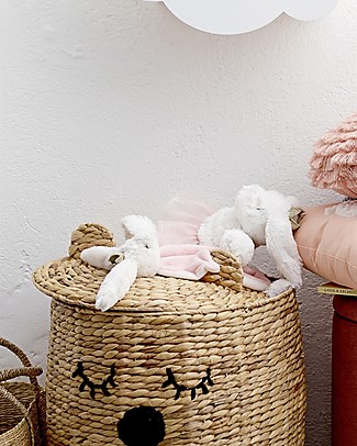 Bloomingville Toy's Basket with Lid, Bear - Water Hyacinth Toy Storage Boxes