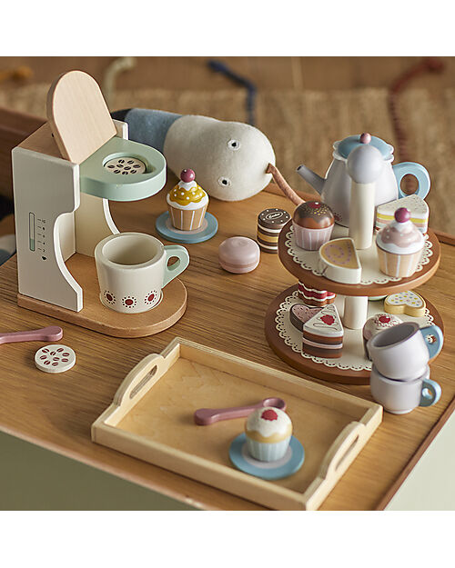 Bloomingville Wooden Carlina Play Set - Sweets - Brown -  13 Accessories - FSC®100% Wooden Food
