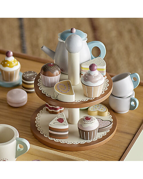 Bloomingville Wooden Carlina Play Set - Sweets - Brown -  13 Accessories - FSC®100% Wooden Food