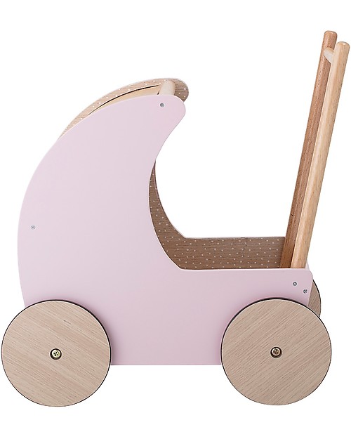 Bloomingville Wooden Toy Pram, Pink - MDF Dolls Accessories