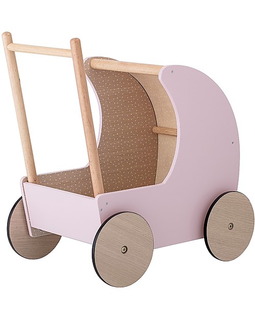 Bloomingville Wooden Toy Pram, Pink - MDF Dolls Accessories