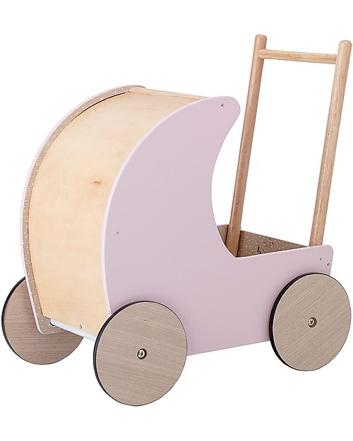 Bloomingville Wooden Toy Pram, Pink - MDF Dolls Accessories
