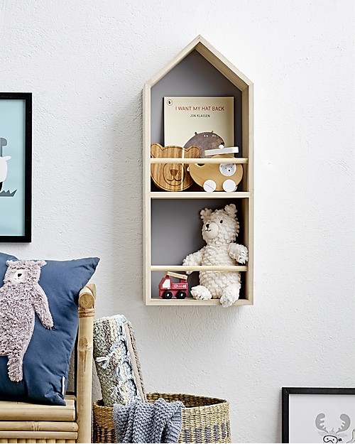 Bloomingville Wooden Wall Shelf, Grey Home - 30x16x80 cm Shelves