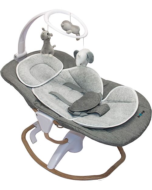 Bo Jungle 2 in 1 Bouncer & Rocker - Pure White - With Games & Melodies Bouncers