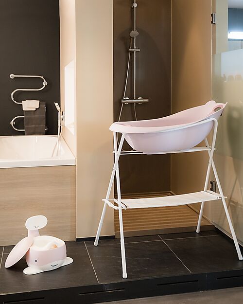 Bo Jungle Bear Bath Tub with Reducer - Pastel Pink - Ergonomic Baby Bath Tubs and Accessories