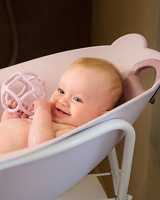 Bo Jungle Bear Bath Tub with Reducer - Pastel Pink - Ergonomic Baby Bath Tubs and Accessories