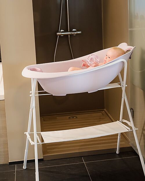 Bo Jungle Bear Bath Tub with Reducer - Pastel Pink - Ergonomic Baby Bath Tubs and Accessories