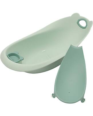Bo Jungle Bear Bath Tub with Reducer - Sage Green - Ergonomic Baby Bath Tubs and Accessories