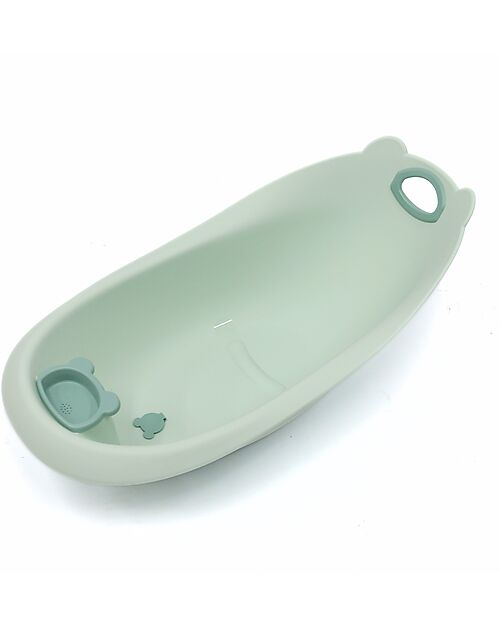 Bo Jungle Bear Bath Tub with Reducer - Sage Green - Ergonomic Baby Bath Tubs and Accessories