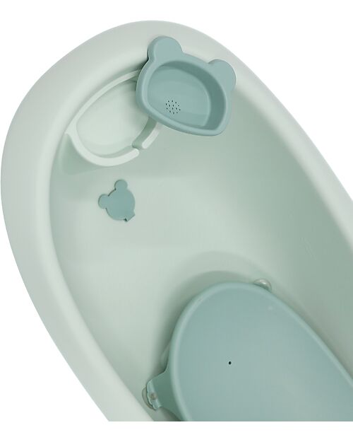 Bo Jungle Bear Bath Tub with Reducer - Sage Green - Ergonomic Baby Bath Tubs and Accessories