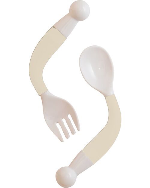 Bo Jungle Flexible Spoon & Fork Set - Dune - 4+ Months Cutlery