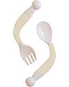 Bo Jungle Flexible Spoon & Fork Set - Dune - 4+ Months Cutlery