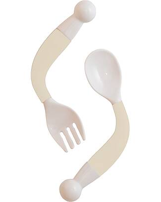 Bo Jungle Flexible Spoon & Fork Set - Dune - 4+ Months Cutlery