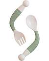 Bo Jungle Flexible Spoon & Fork Set - Jade - 4+ Months Cutlery