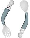 Bo Jungle Flexible Spoon & Fork Set - Pastel Blue - 4+ Months Cutlery