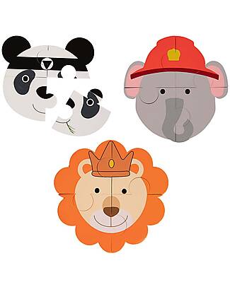 Bo Jungle Set of 3 Animal Sticker Puzzles - Panda Elephant Lion - 3+ Years Puzzles