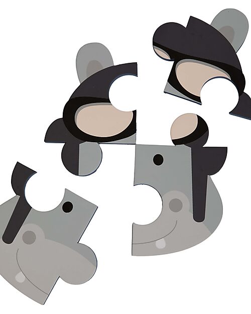 Bo Jungle Set of 3 Animal Sticker Puzzles - Tiger Hippopotamus Frog - 3+ Years Puzzles