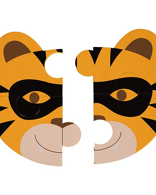 Bo Jungle Set of 3 Animal Sticker Puzzles - Tiger Hippopotamus Frog - 3+ Years Puzzles