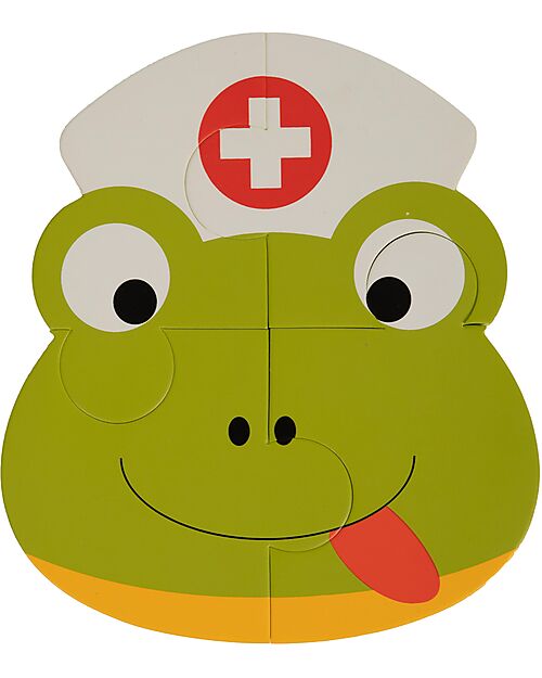 Bo Jungle Set of 3 Animal Sticker Puzzles - Tiger Hippopotamus Frog - 3+ Years Puzzles